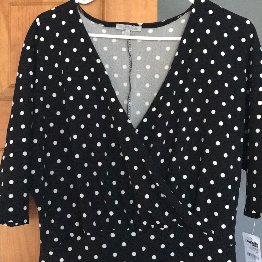 Charlotte Russe polka dot jump suite Black